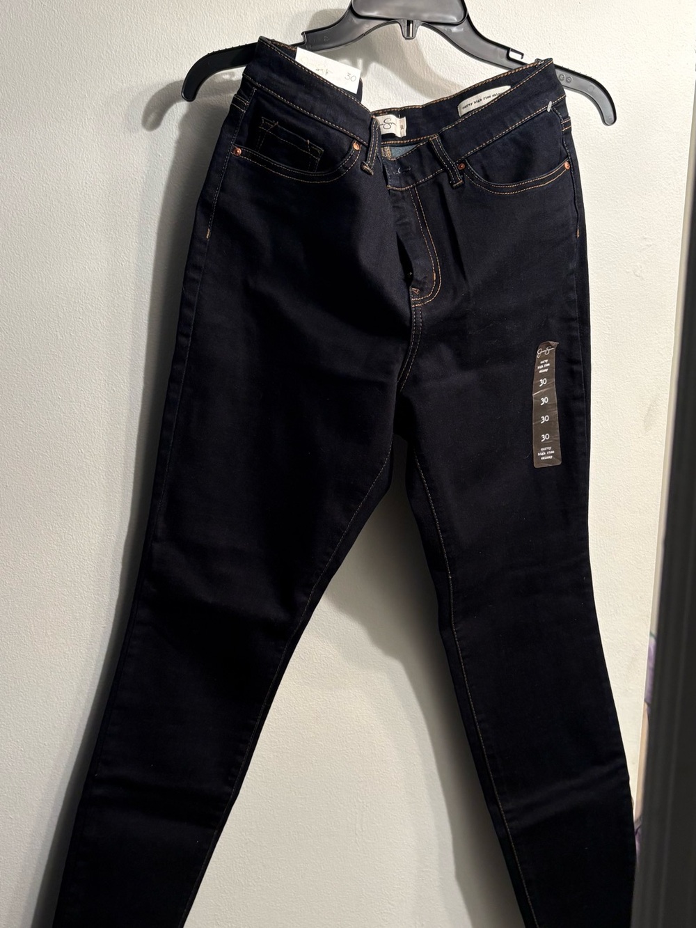 Jessica Simpson Men's Skinny Jeans in Black with Contrast Stitching